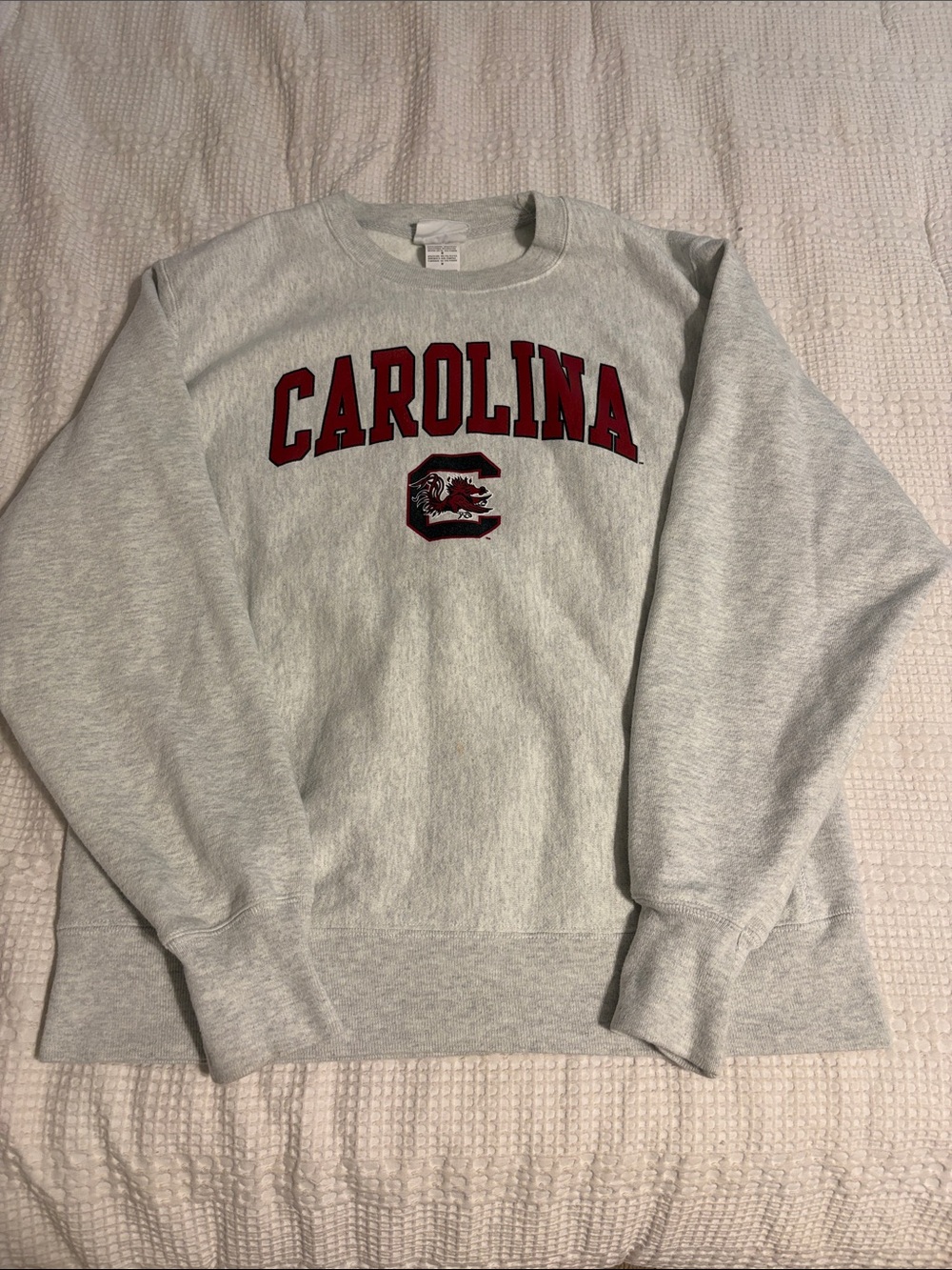 Champion Carolina Crewneck Sweatshirt - Light Gray with Garnet Logo